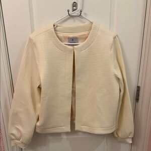 Dudley Stephens cream collarless jacket cardigan blazer size XL